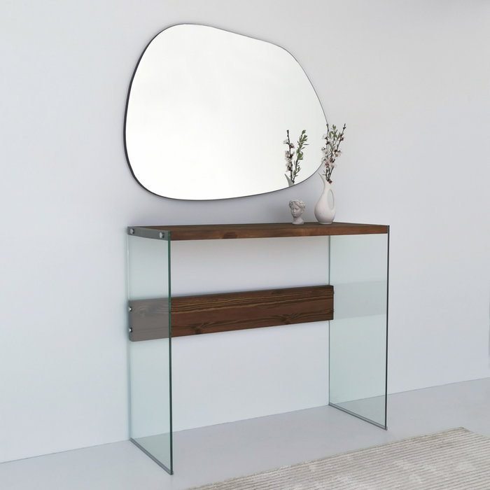 Hanah Home Espejo Transparente Amorphous 90x70 cm, 100% MDF, Moderno, Ideal para Hogar y Hoteles